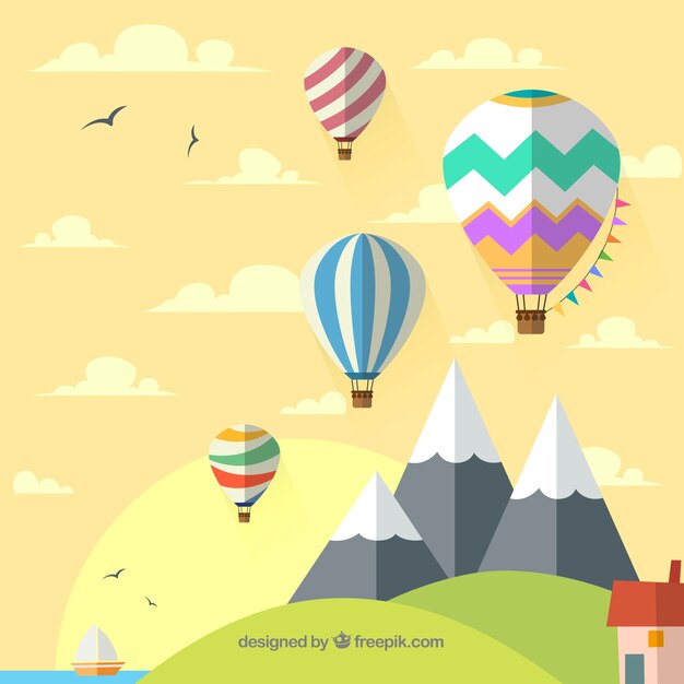 Hot air balloon travel background