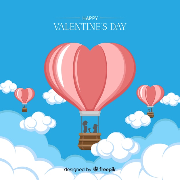 Hot-air balloon valentine background