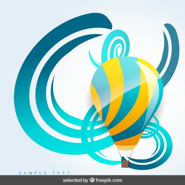 Free Vector hot air balloon with waves on background