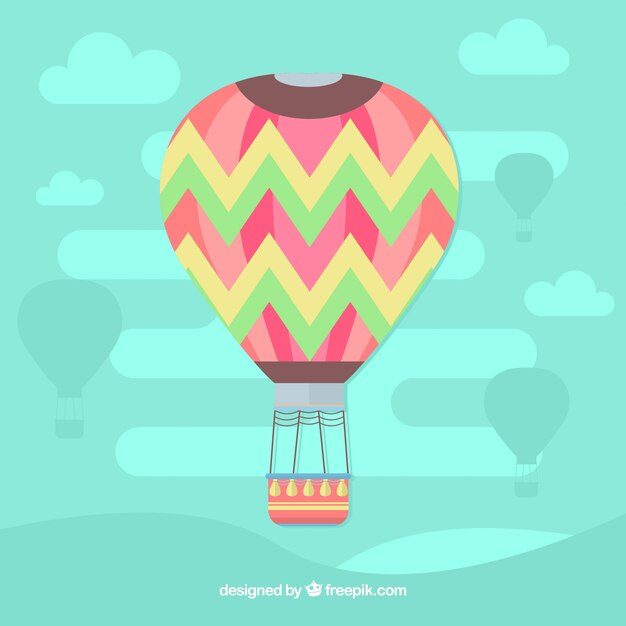 Hot air balloons background in the sky with clouds