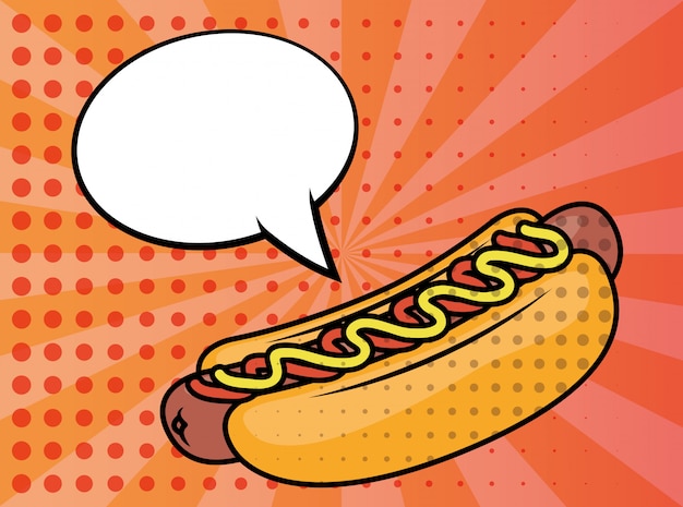 Hot dog fast food pop art style