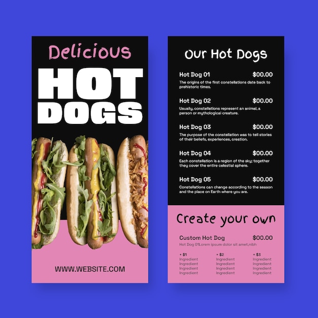 Hot dog menu template design