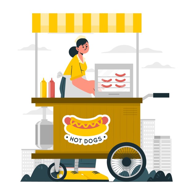 Hot dog stand concept illustration