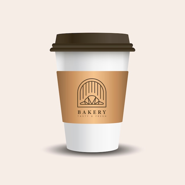 Free Vector hot drink paper cup with mockup sleeve vector