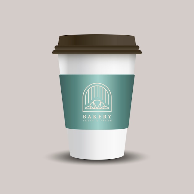 Hot drink paper cup with mockup sleeve vector