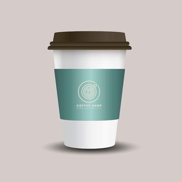 Hot drink paper cup with mockup sleeve vector