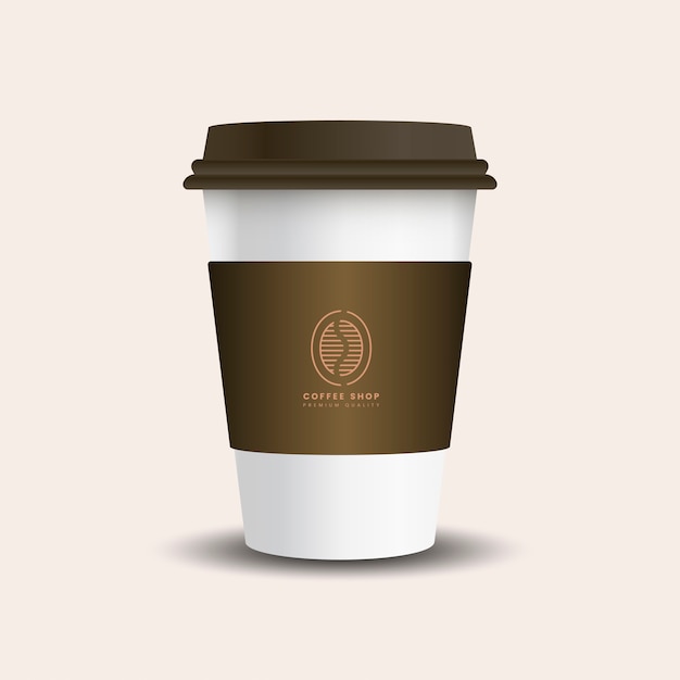 Free Vector hot drink paper cup with mockup sleeve vector