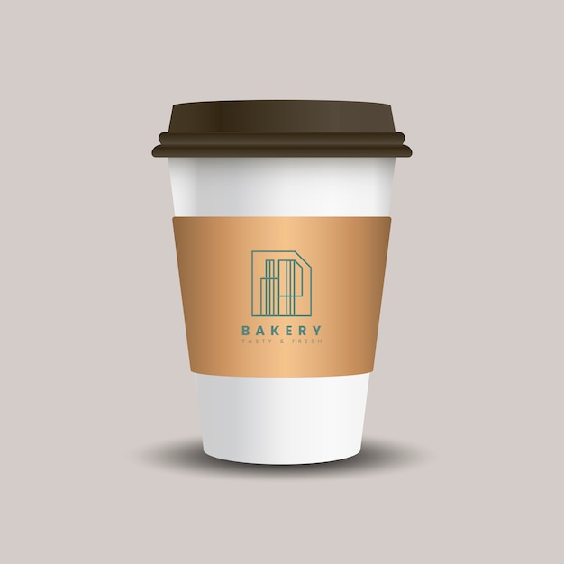 Hot drink paper cup with mockup sleeve vector