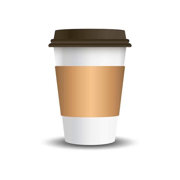 Hot drink paper cup with mockup sleeve vector