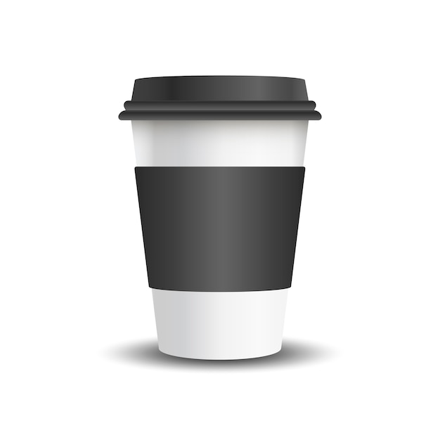 Hot drink paper cup with mockup sleeve vector