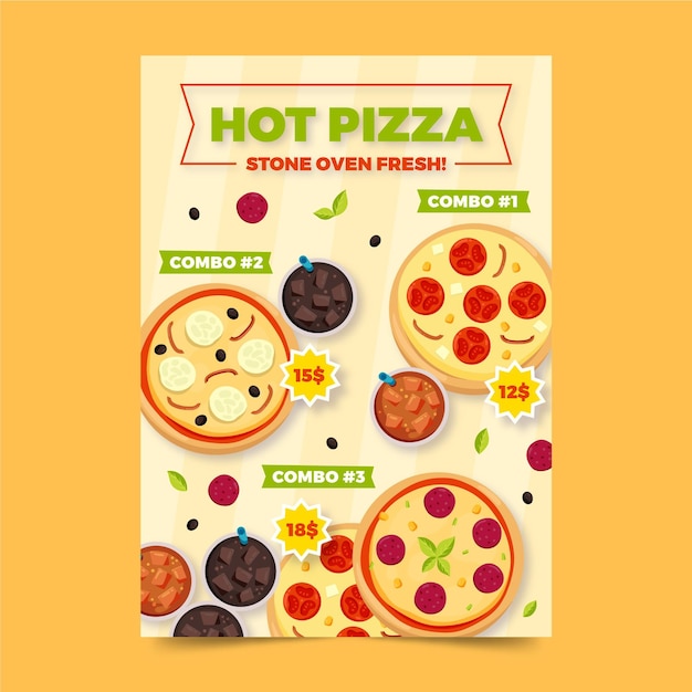 Hot pizza combo meals poster template