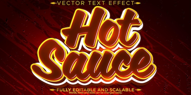 Free vector hot sauce pepper text effect editable mexican food fire text style