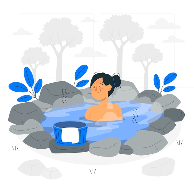 Free Vector hot spring concept illustration