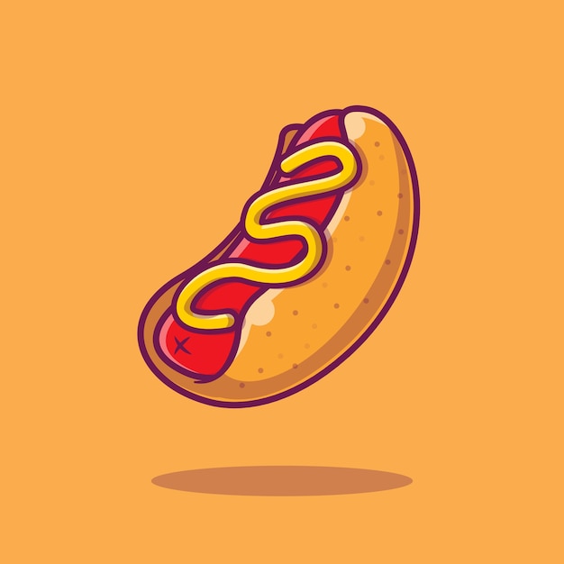 Hotdog Cartoon  Icon Illustration.