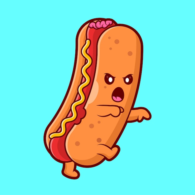 Free Vector hotdog zombie cartoon vector icon illustration food holiday icon isolated flat vector