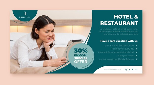 Hotel banner template with photo