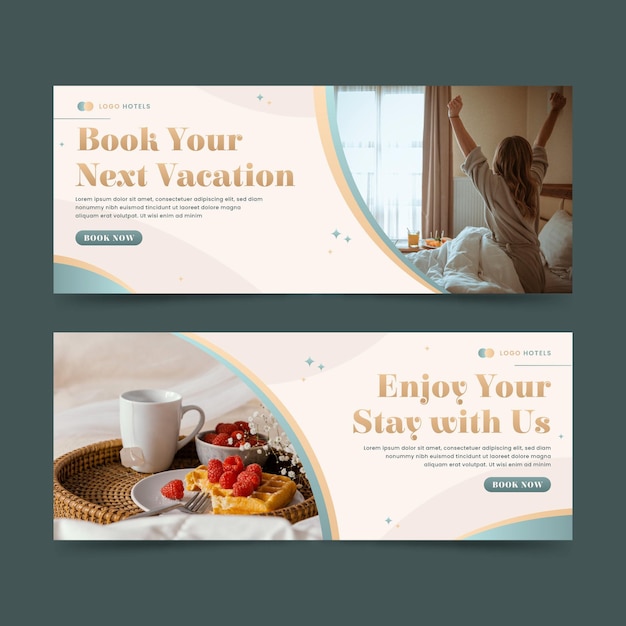 Hotel banner template with photo