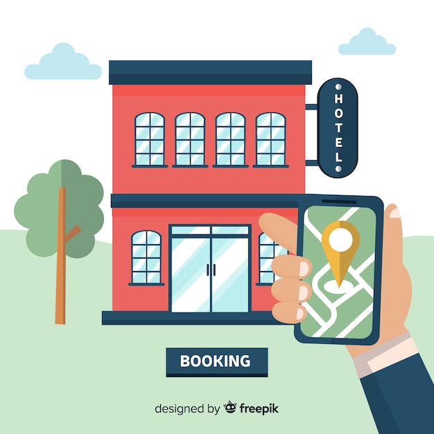 Hotel booking concept in flat style