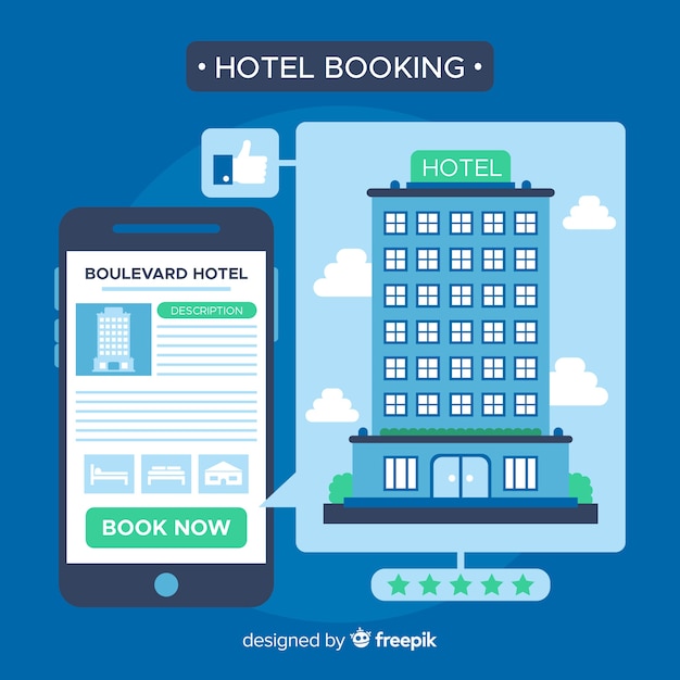 Hotel booking concept in flat style