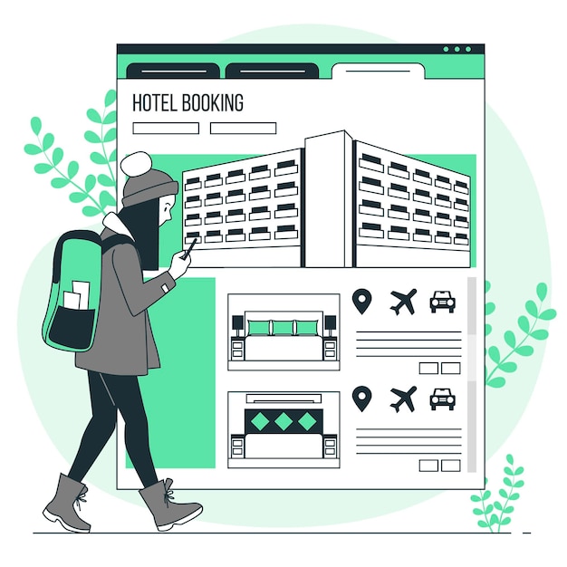 Hotel booking concept illustration