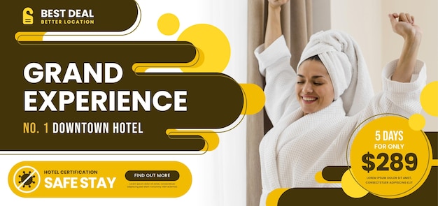 Hotel horizontal banner template with photo