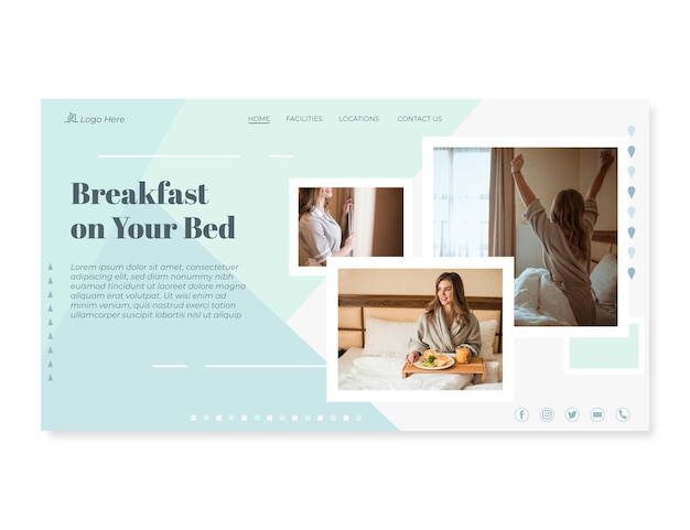 Hotel landing page template with photo