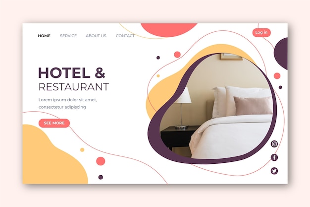 Hotel landing page template with photo