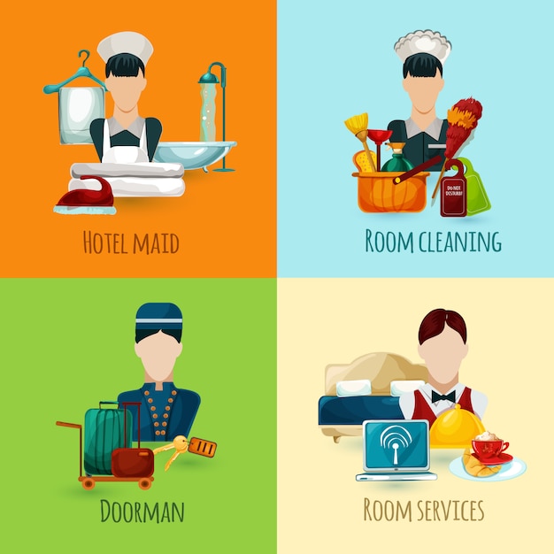 Free Vector hotel maid set