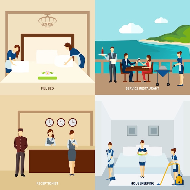 Free Vector hotel staff flat