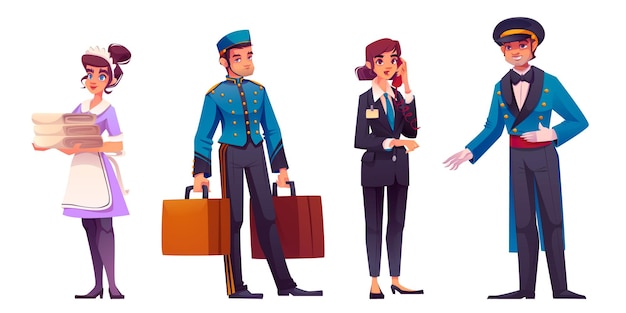 Free vector hotel staff and restaurant manager in uniform