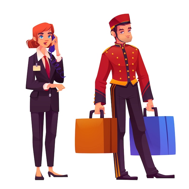 Free Vector hotel staff in uniform at workplace