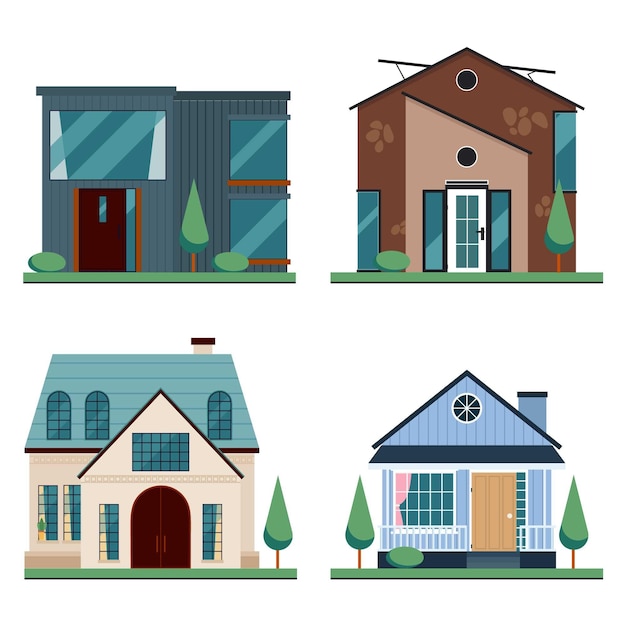 Free Vector house architecture style collection