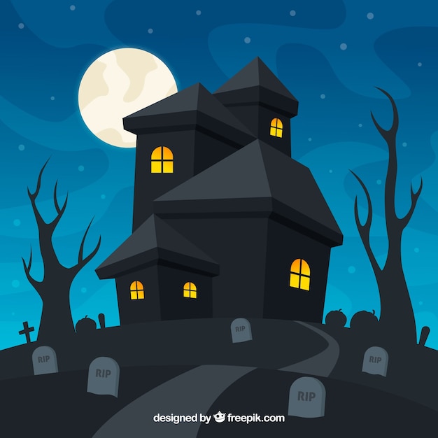 Free Vector house background in the cemetery