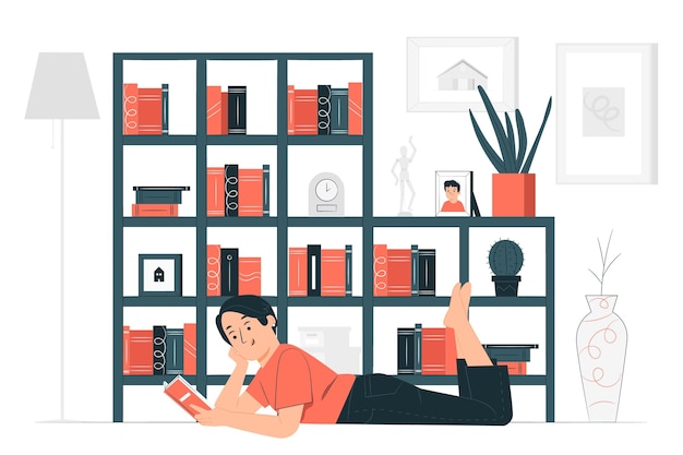 Free Vector house bookshelves concept illustration