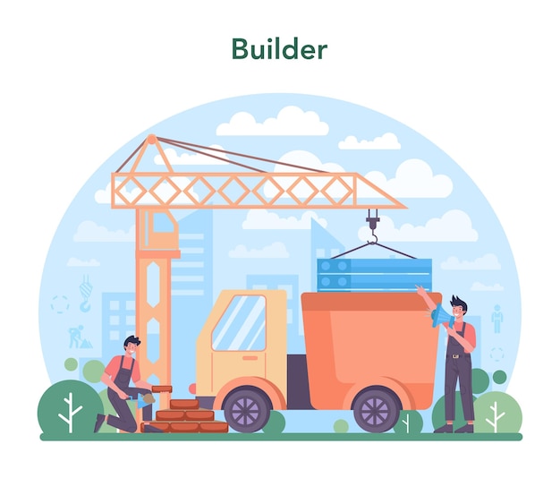 Free vector house building concept workers constructing home with tools and materials process of house building city development concept isolated flat vector illustration