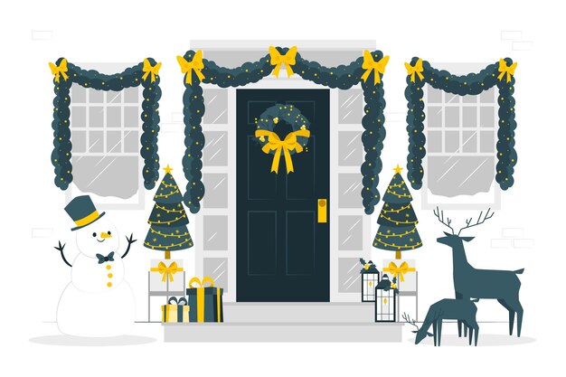 House christmas decorations concept illustration