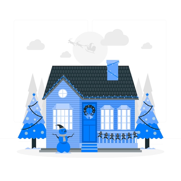 Free Vector house christmas decorations concept illustration