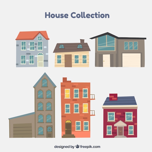 Free Vector house collection in flat design