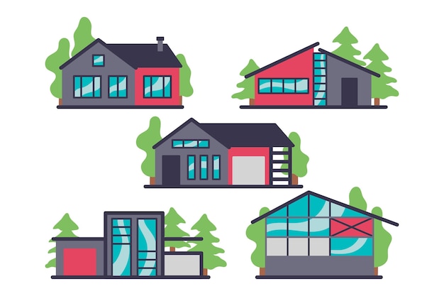 Free Vector house collection illustration concept