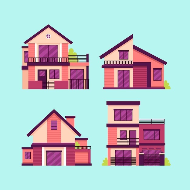 Free Vector house collection illustration concept