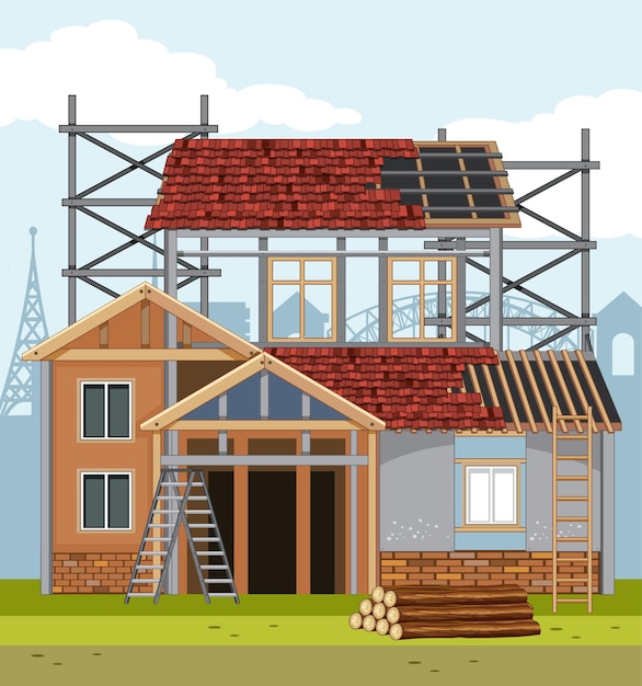 Free Vector house construction site concept