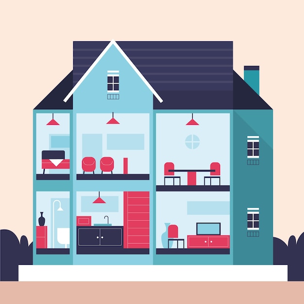 Free Vector house in cross-section