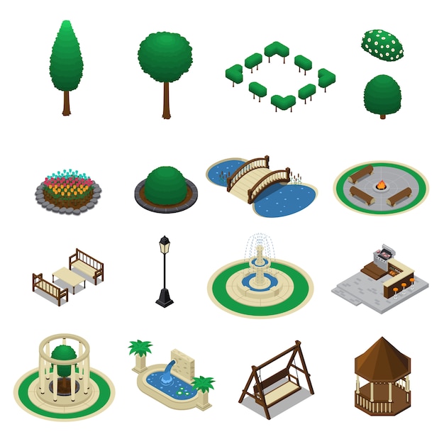 Free Vector house garden constructor set