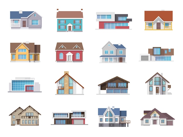 Free Vector house icons flat