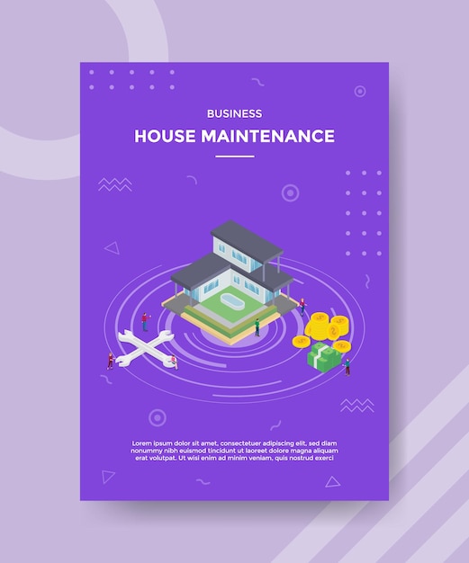 Free Vector house improvement or maintenance concept for template banner and flyer with isometric style