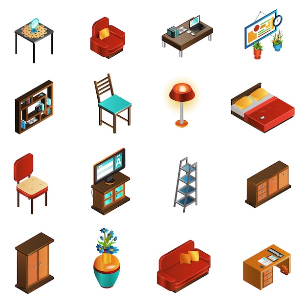 Free vector house interior icons set