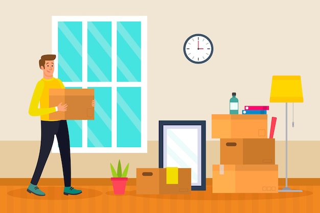 Free vector house moving illustration