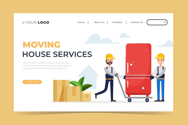 Free Vector house moving services landing page template