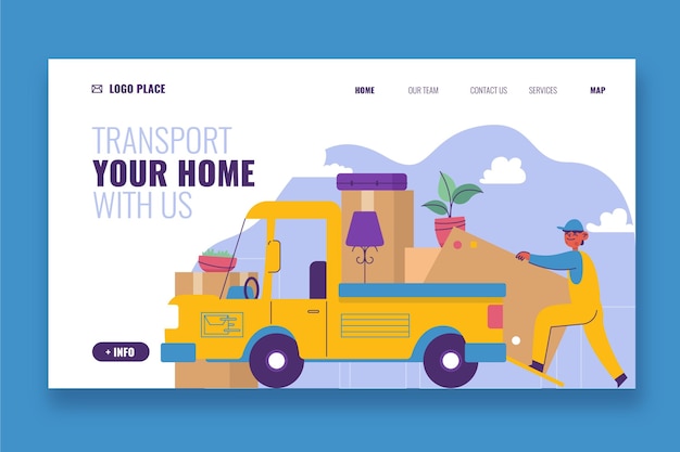 Free Vector house moving services landing page template