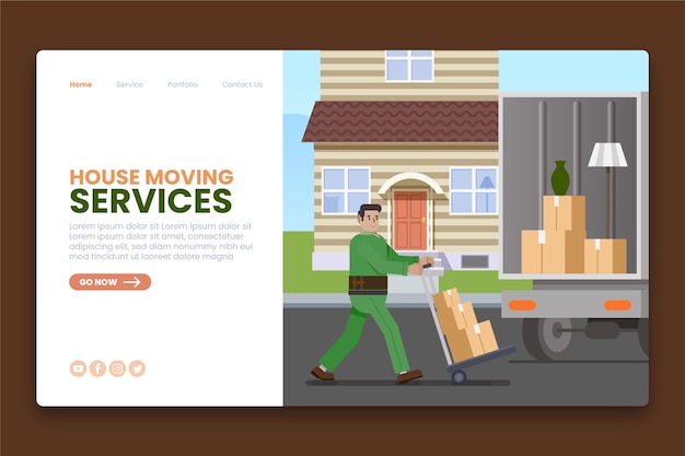 Free Vector house moving services - landing page